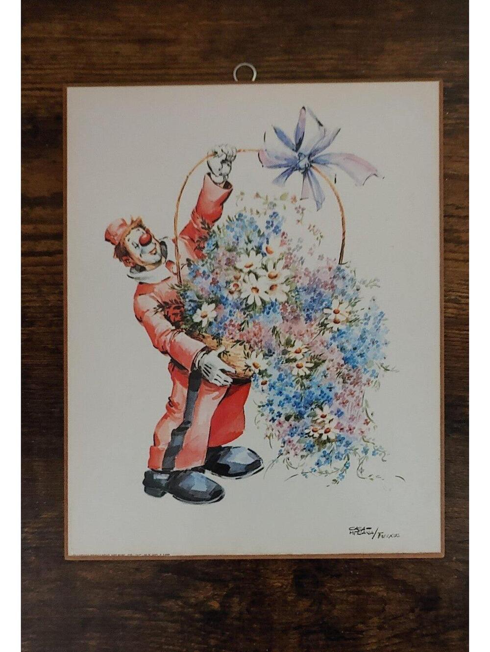 70s Clown Wooden Wall Art/ Plaque By CASA-MITJANA/FREIXAS